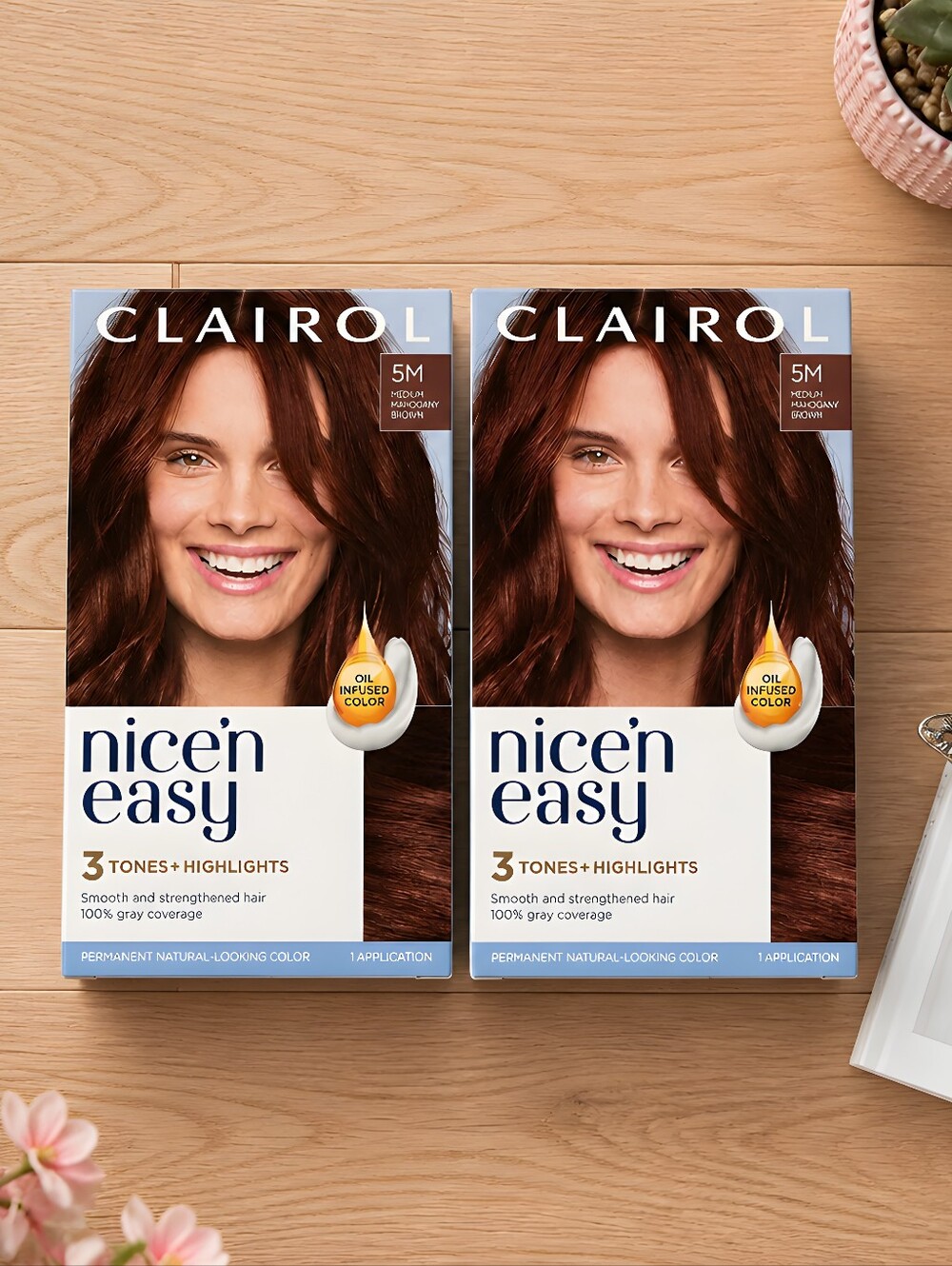 Clairol Nice'n Easy Hair Color 5M Medium Mahogany Brown -2 Boxes- Sealed, New